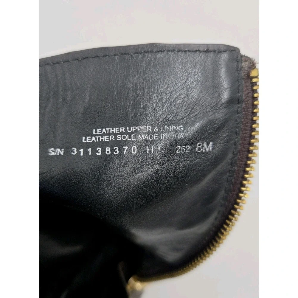 Tory Burch Elyse Moto Boots Women US 8 Chocolate Brown Leather Logo Zip Side